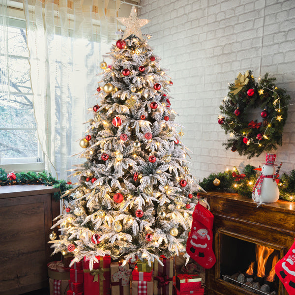 7ft Green Plush, 450 Lights, Warm Color 8 Mode, 1687 Branches, Automatic Tree Structure, Single-sided PE, PVC Material Christmas Tree